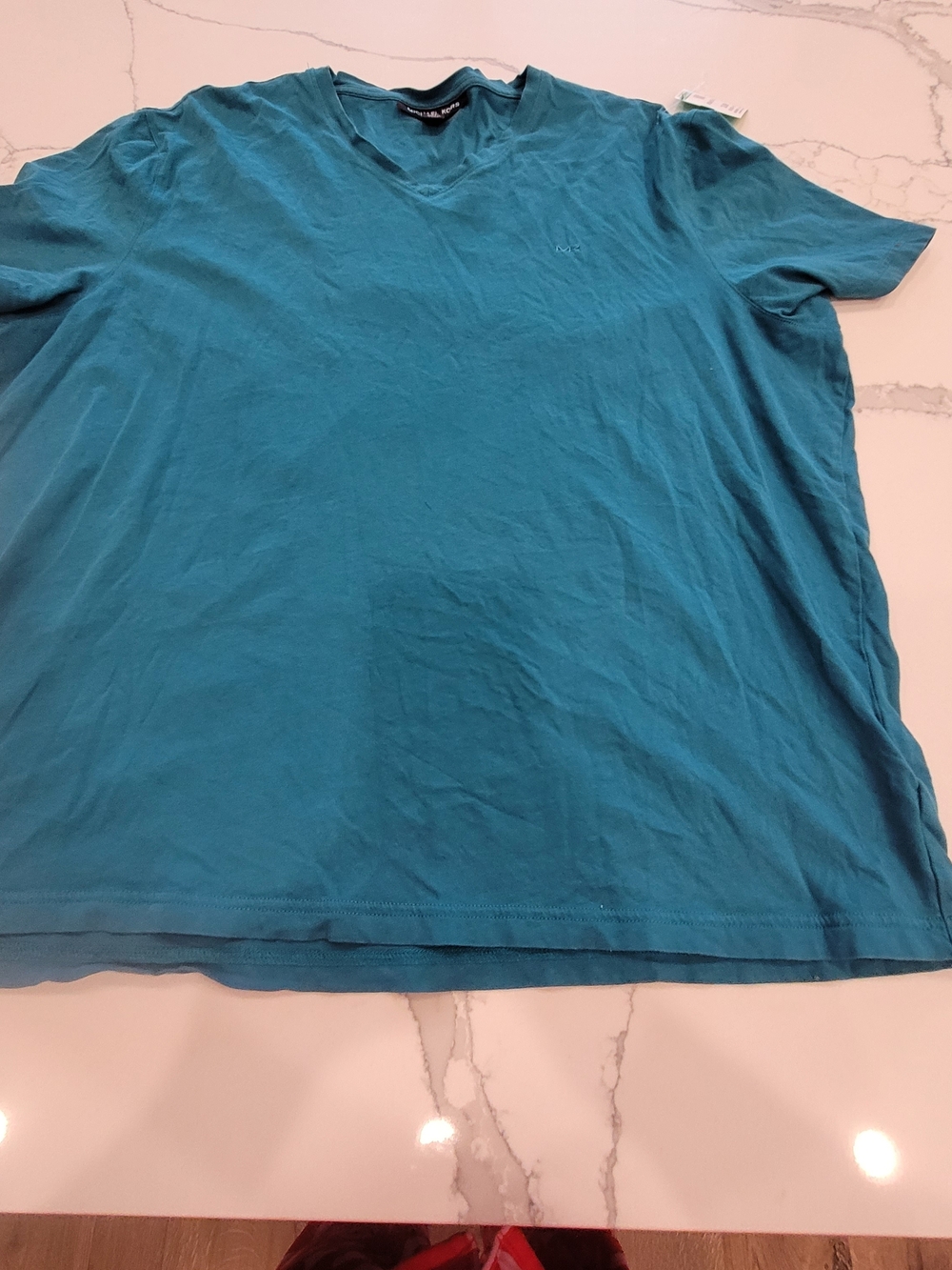 Michael Kors Men's V-Neck Tee in Teal Blue